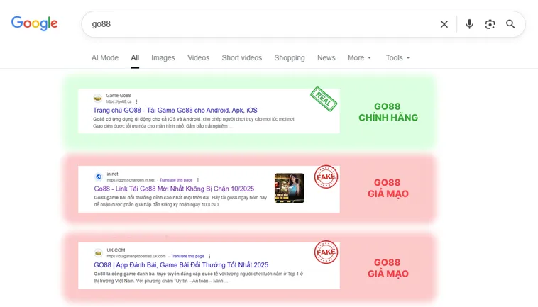Cách Phân Biệt Website Go88 Thật Giả Cực Dễ Dành Cho Tân Thủ 3 Chữ “Go88.com” trên logo thật rõ ràng, font chữ đồng bộ, trong khi logo giả thường sai font hoặc thêm ký tự lạ.